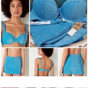 VICTORIA SECRET PINK Blue Glitter Women's Intimate Set 3 piece